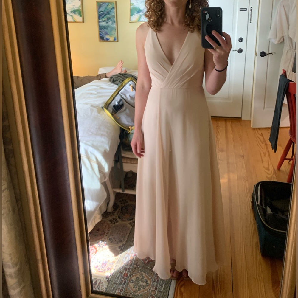 Jenny Yoo luxe chiffon dress in Blush. Size 0. No alterations. Worn once!